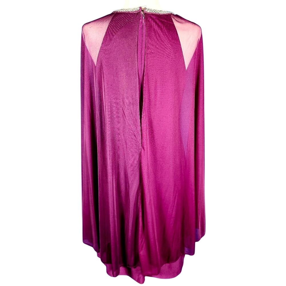 R&M Richards Chiffon Dress • Style 2496 • Size 6 • Berry Rhinestone Neck Capelet - Picture 5 of 12